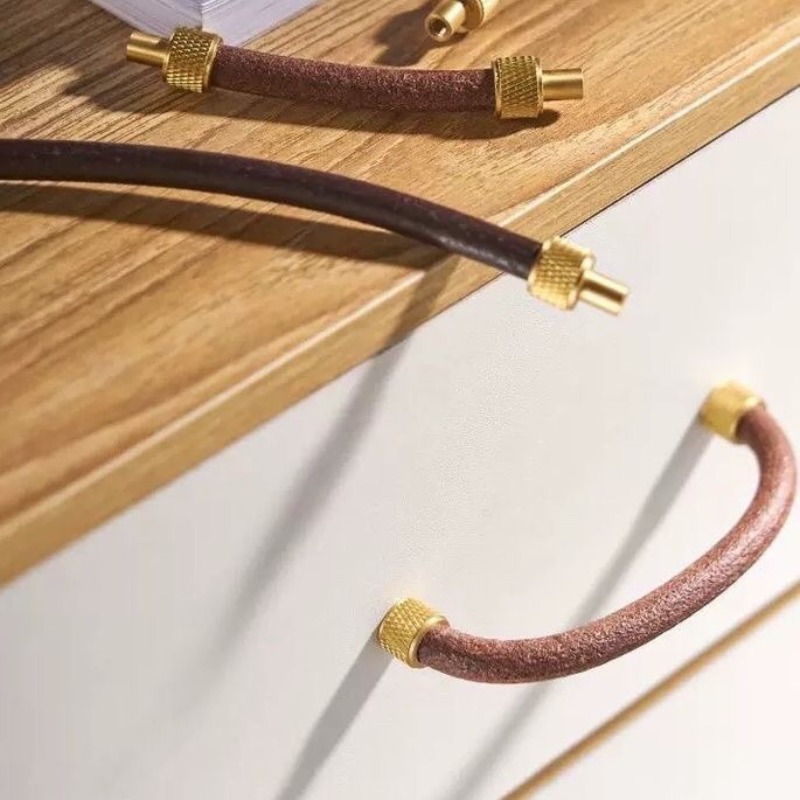 Furniture Hardware Drawer Pulls - Gagang Kabinet Kuningan + Kulit Ramah