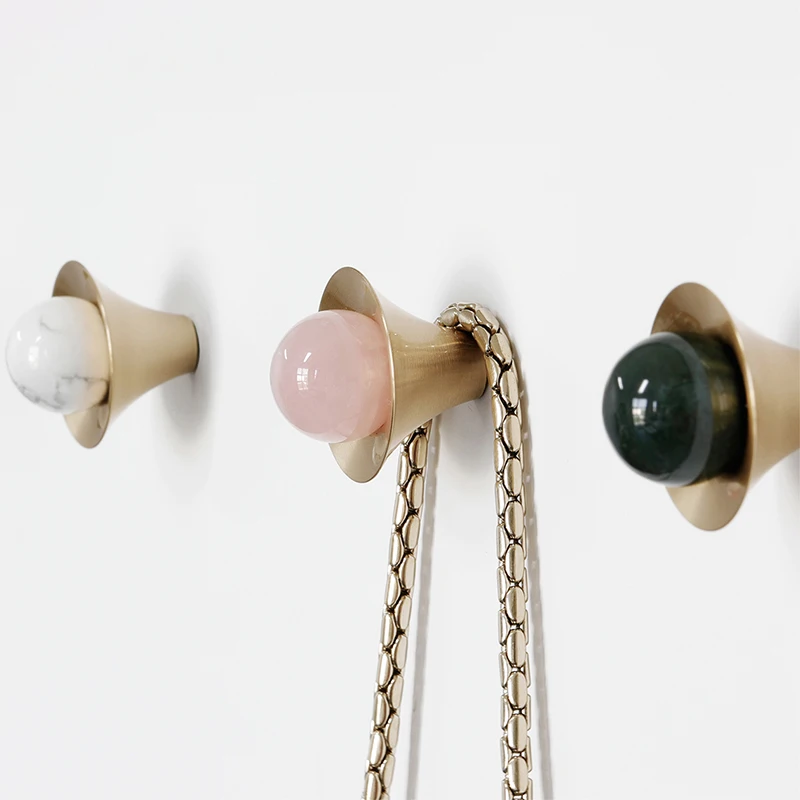 Furniture Hook Hardware - Batu Alami + Kuningan Solid Laci