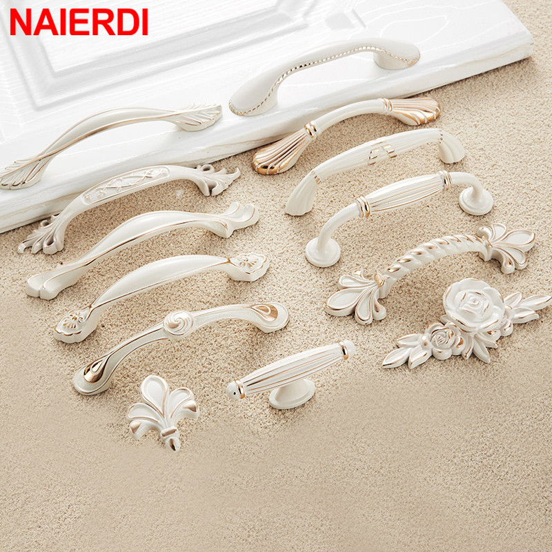Furniture Hardware Drawer Pulls - NAIERDI Gading Putih Kabinet Menangani Seng
