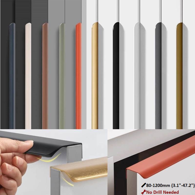 Furniture Hardware Drawer Pulls - Gagang Kabinet Aluminium Tak Terlihat 80mm-1200mm