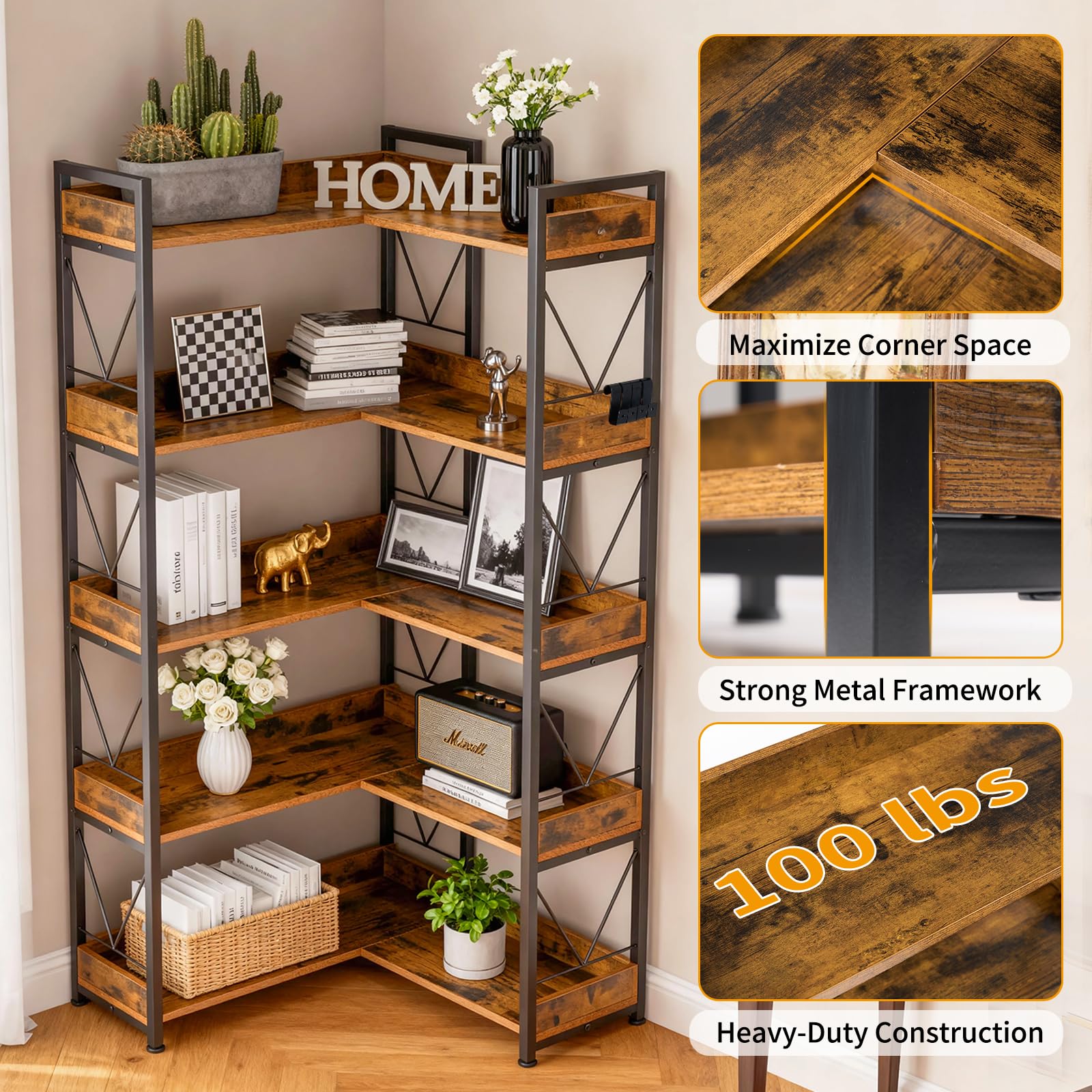 Rak Buku Bentuk L JHK 65 inci  - Furniture Hook Hardware ulasan dan harga